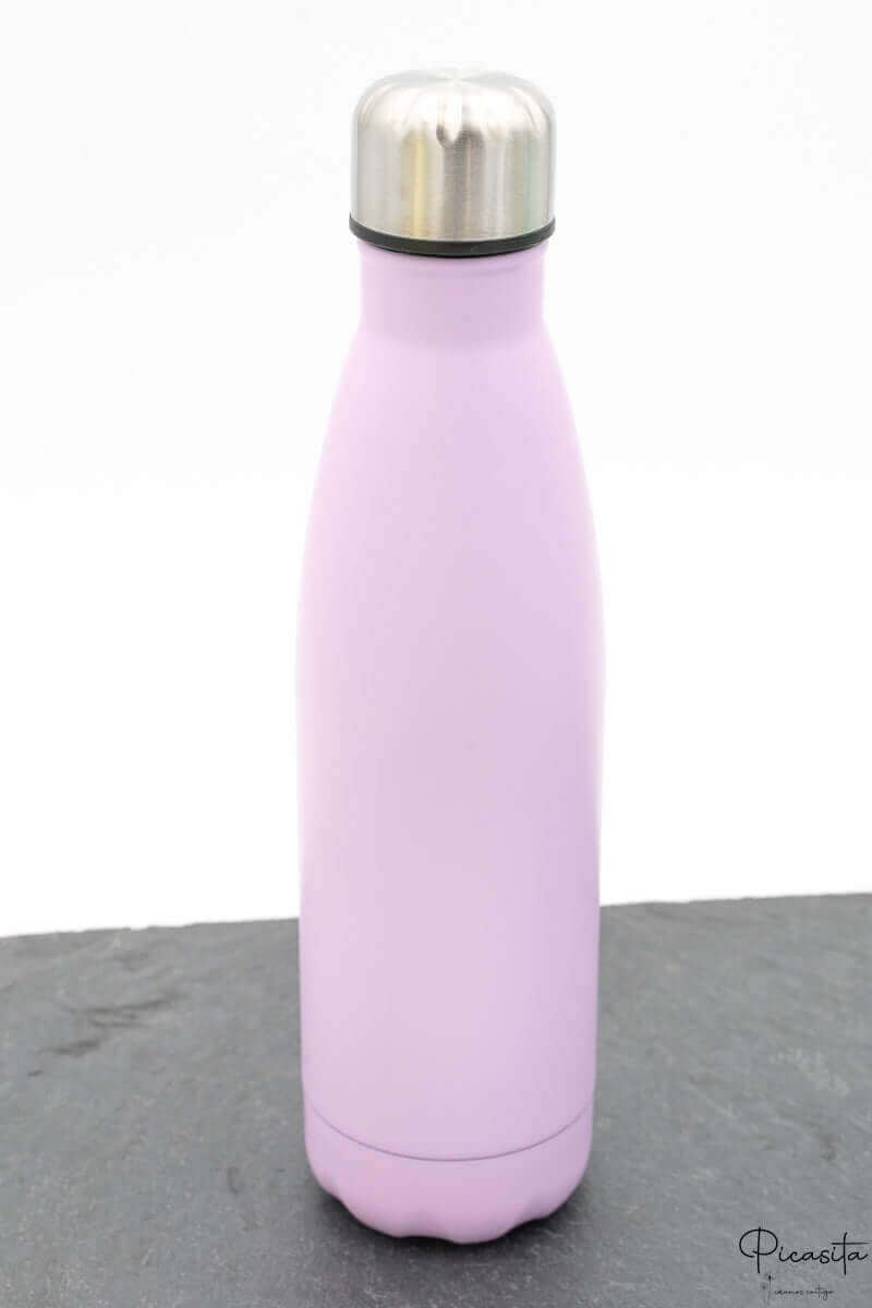 Botella Térmica Personalizada de 500ml en tono violeta pastel con grabado elegante de Picasita