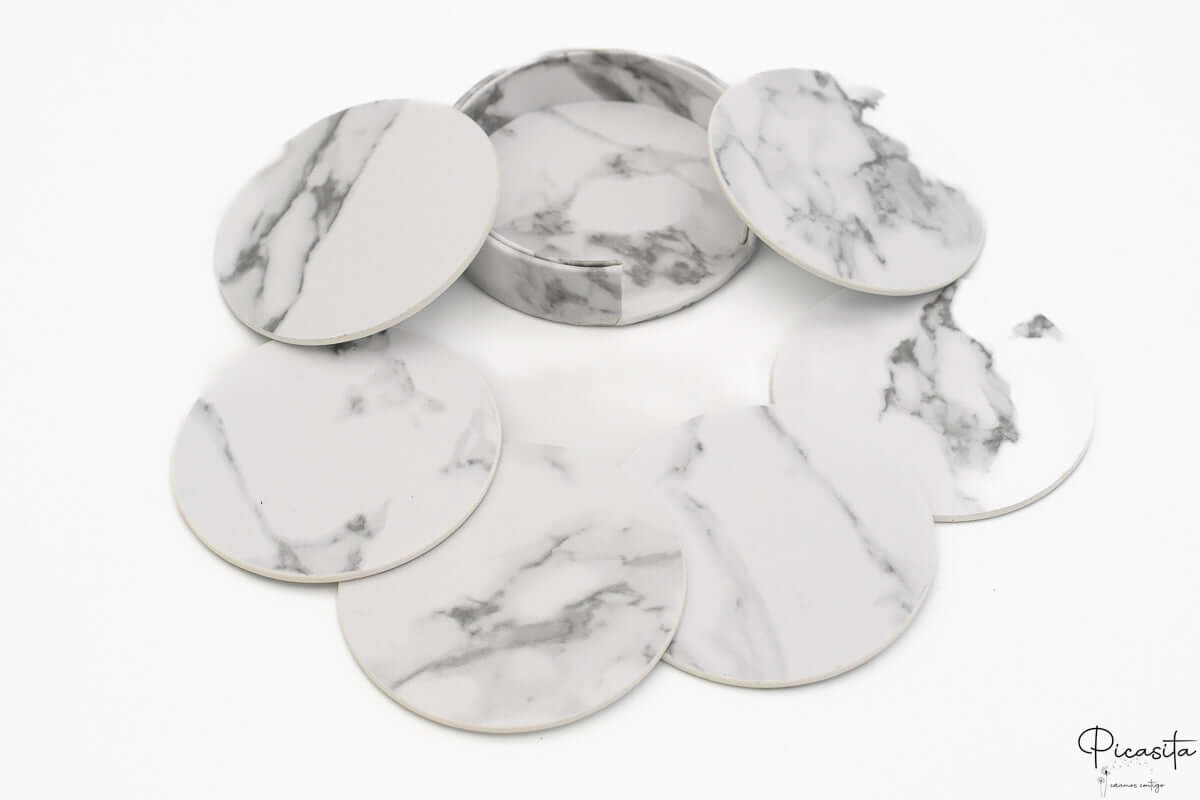 Posavasos Cuero Sintetico PU Marmol (Pack 6)