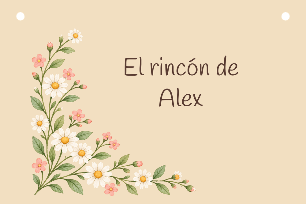 Anteprima digitale del cartello El rincón de Alex con Margaritas pastel.
