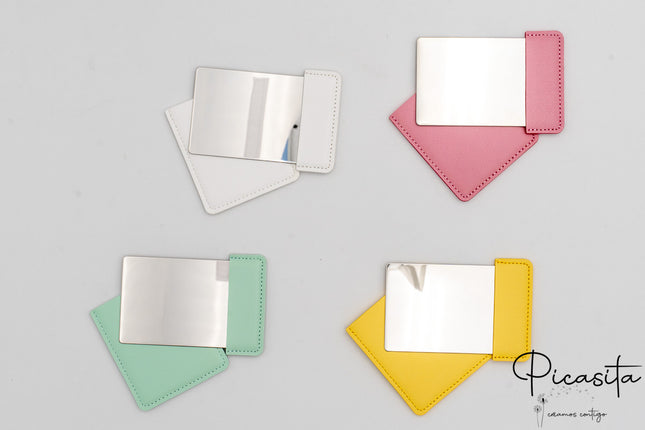 Specchio Rettangolare in Acciaio e Pelle PU