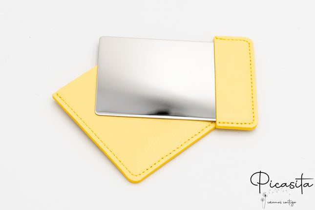 Specchio Rettangolare in Acciaio e Pelle PU