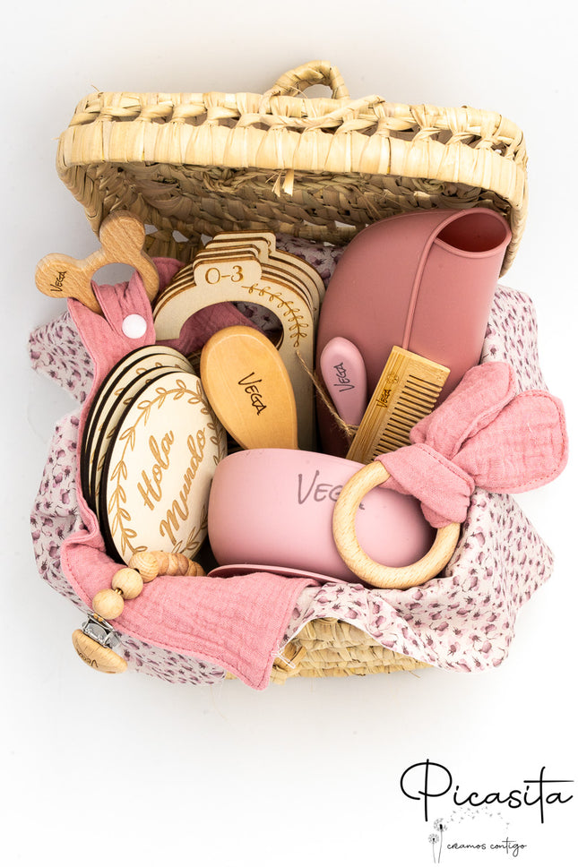 Cesto Neonato Rosa Personalizzato