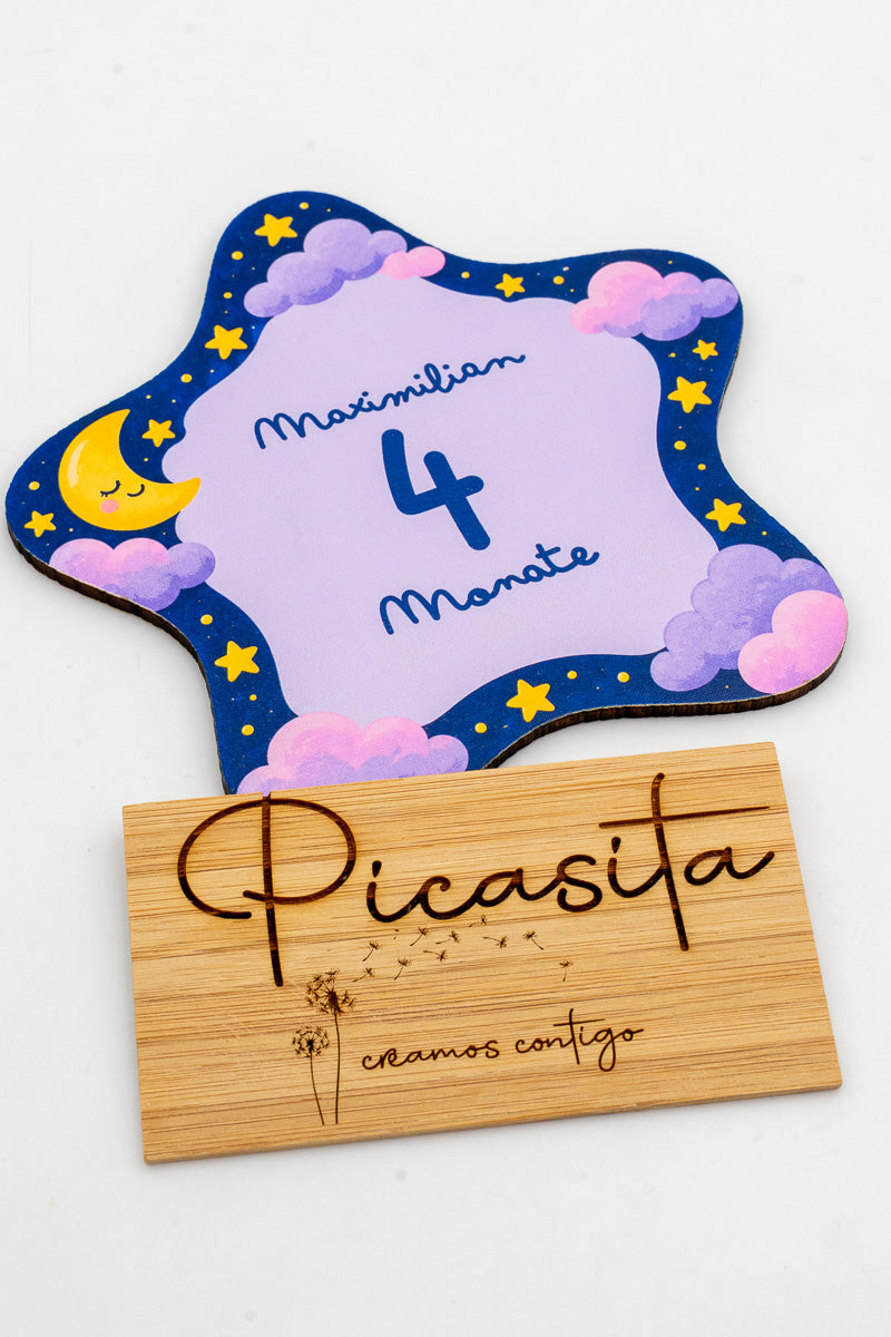 Dischetti complimese in legno personalizzati per neonati