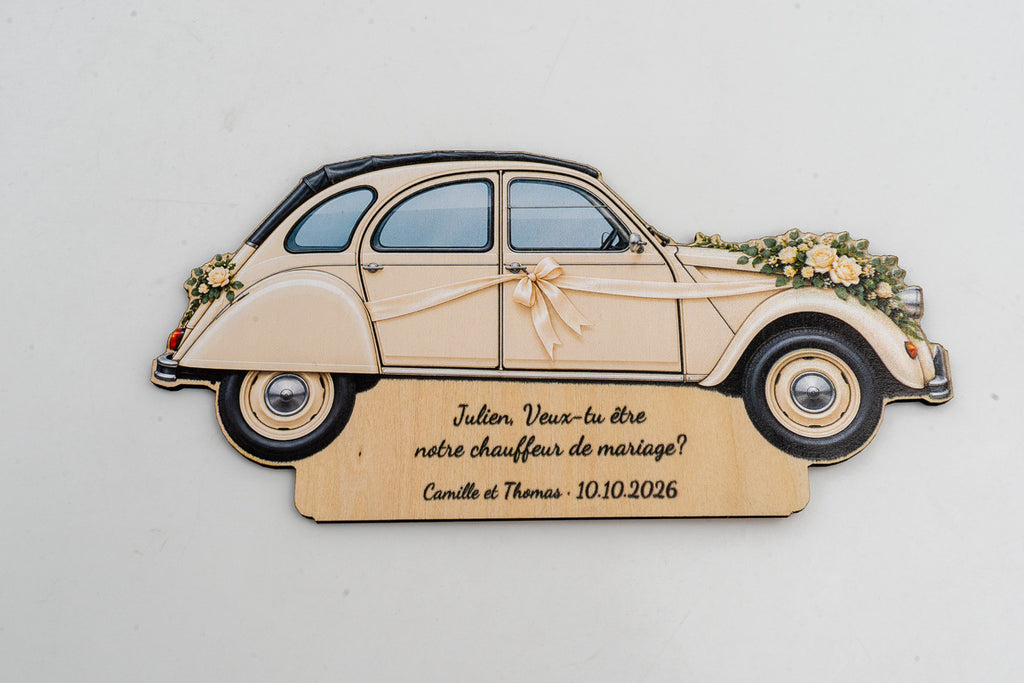 Vuoi essere il mio Autista di Nozze? — Targa in Legno Personalizzata