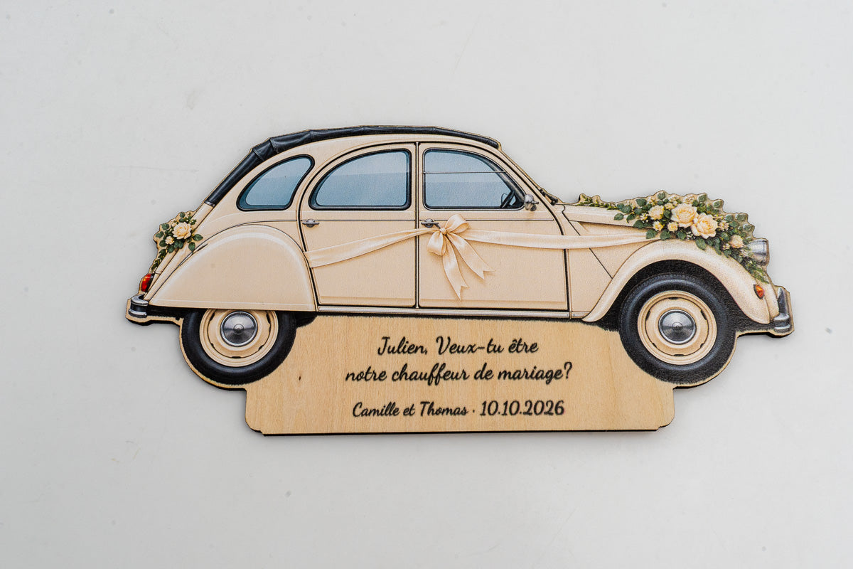 Vuoi essere il mio Autista di Nozze? — Targa in Legno Personalizzata