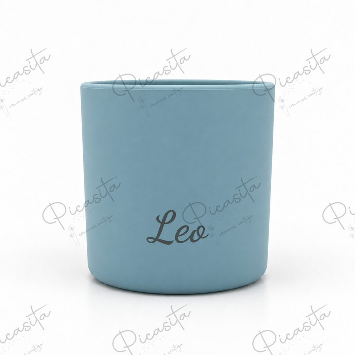 Vaso infantil de silicona sin tapas personalizado para Leo