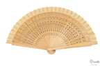 Abanico de Madera Personalizado Madera Calada + Tela (20cm)