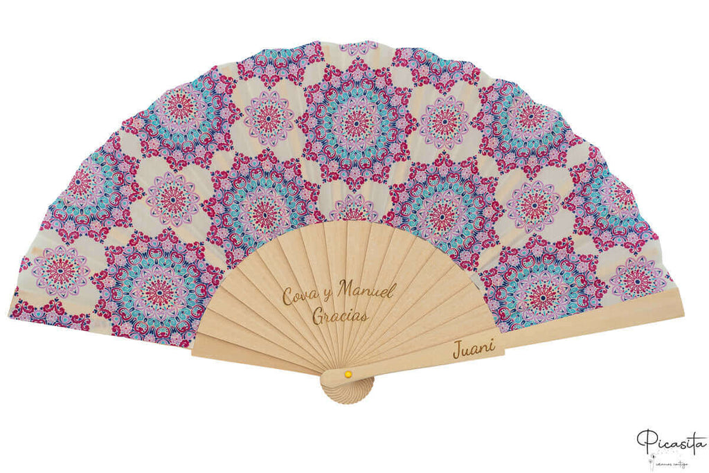 Abanicos de Madera y Tela Estampados Personalizados