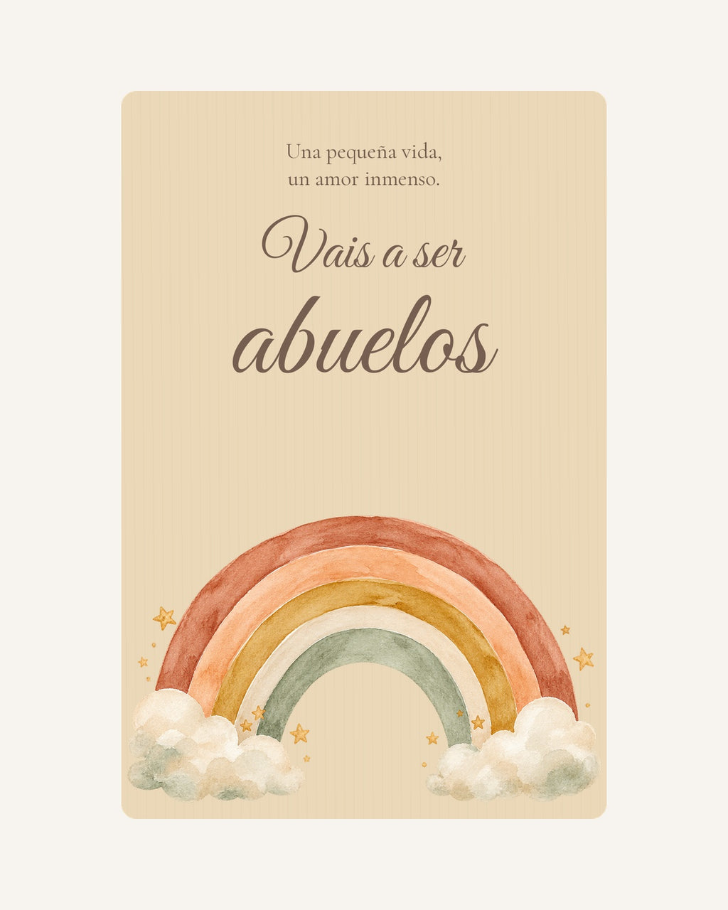 Anteprima della targa in legno Arcobaleno per annunciare la gravidanza ai nonni, senza ecografia.