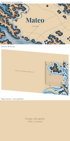 Rappresentazione digitale: Scatola per orologio personalizzata per lo sposo — Atlas náutico. Scatola in legno di 24 × 16 cm; orologio non incluso.