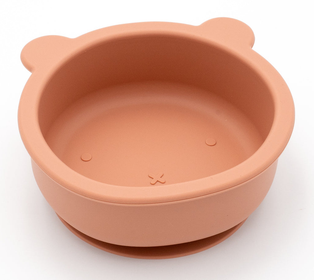 Ciotola a forma di orsetto in silicone color argilla con ventosa integrata