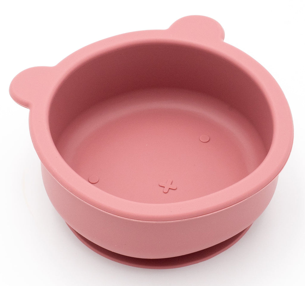 Ciotola rosa a forma di orsetto in silicone con ventosa