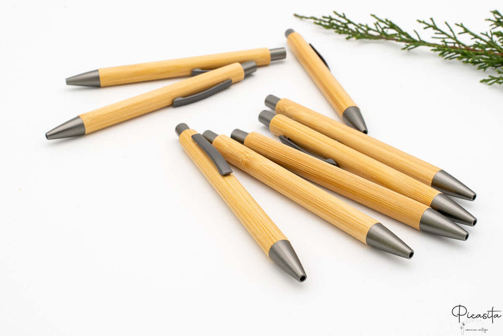 Bolígrafo de Madera Personalizado Bambu Clip Gris