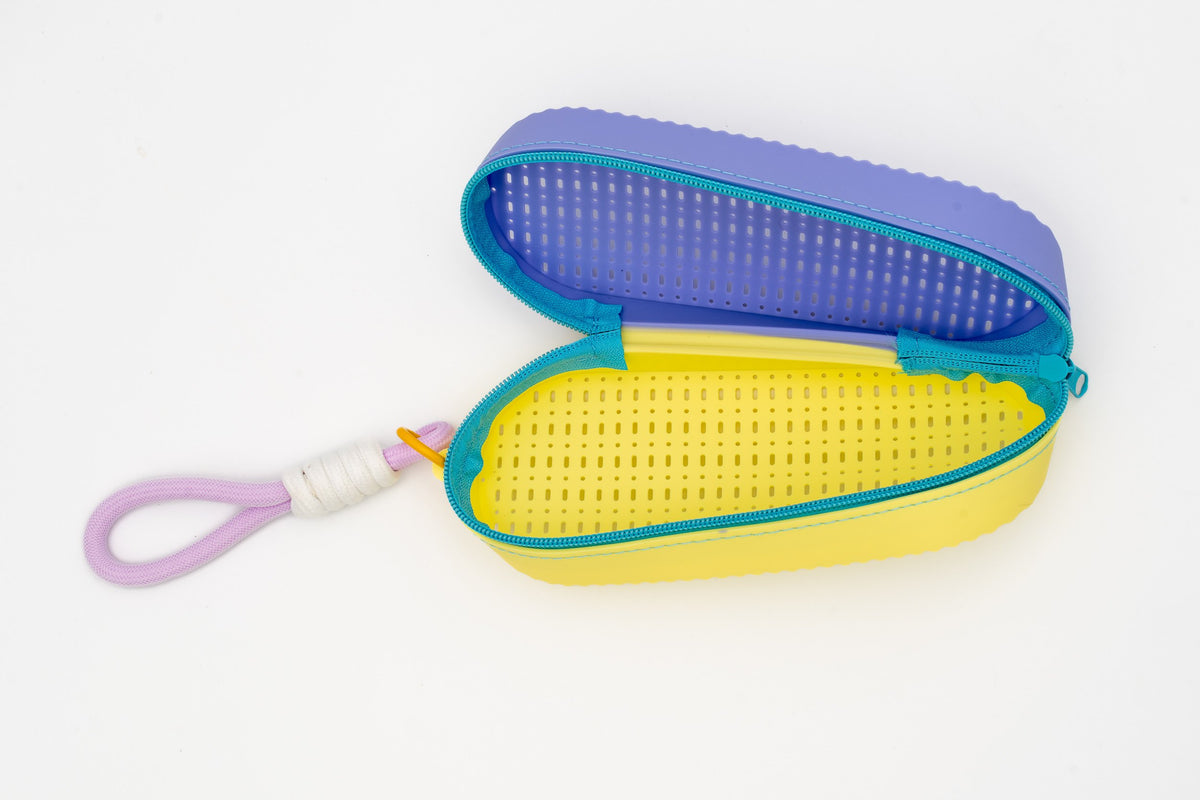 Bolsa Bañador Mojado y Funda Gafas Piscina | 2 en 1 Personalizable Amarillo-Violeta