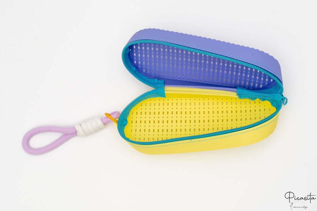Bolsa Bañador Mojado y Funda Gafas Piscina | 2 en 1 Personalizable Amarillo-Violeta