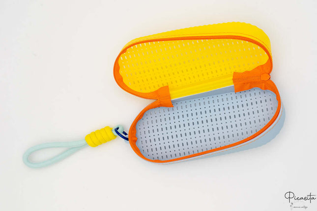 Bolsa Bañador Mojado y Funda Gafas Piscina | 2 en 1 Personalizable Naranja-Azul