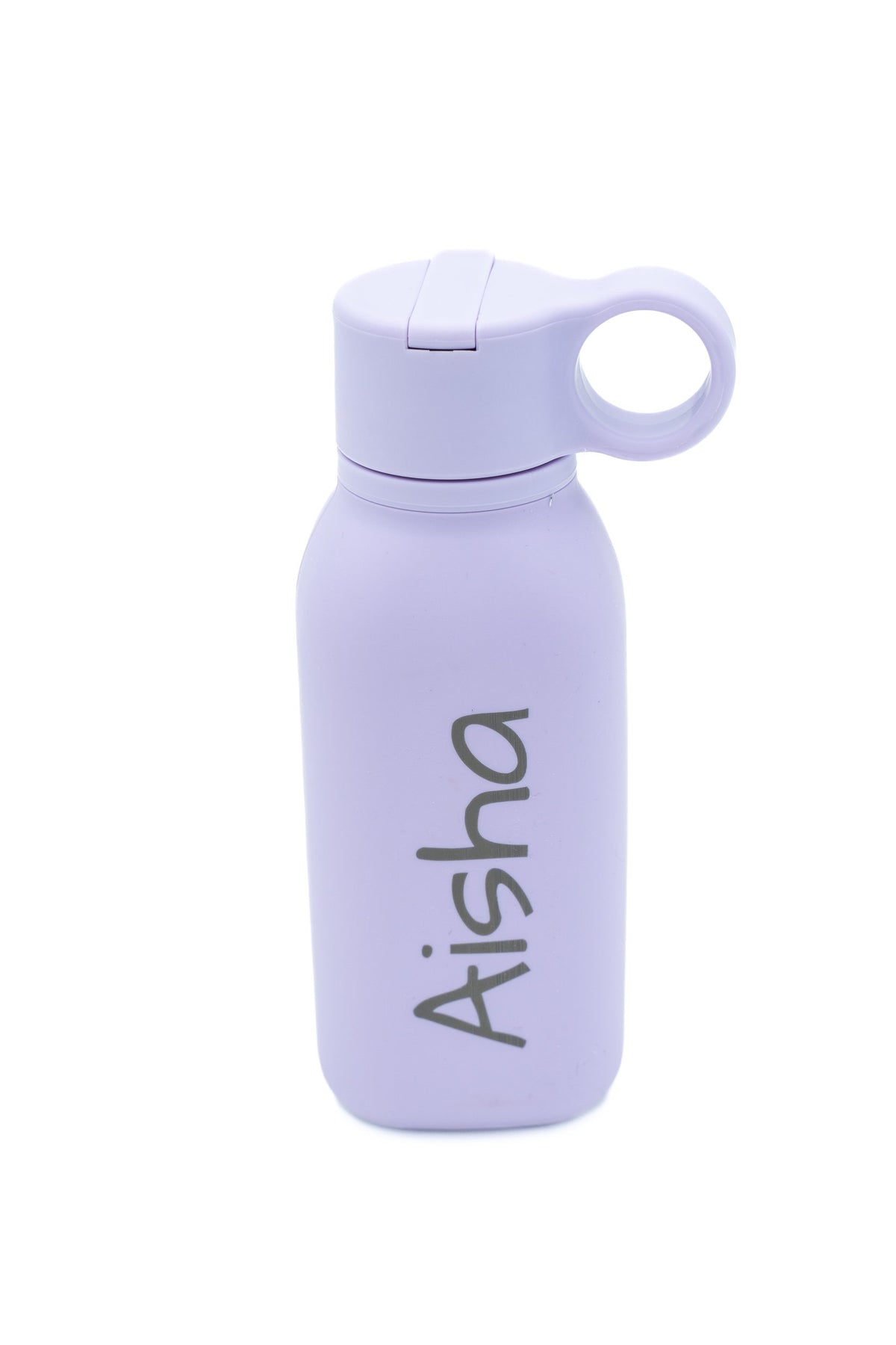 Borraccia in silicone lilla chiaro personalizzata con nome