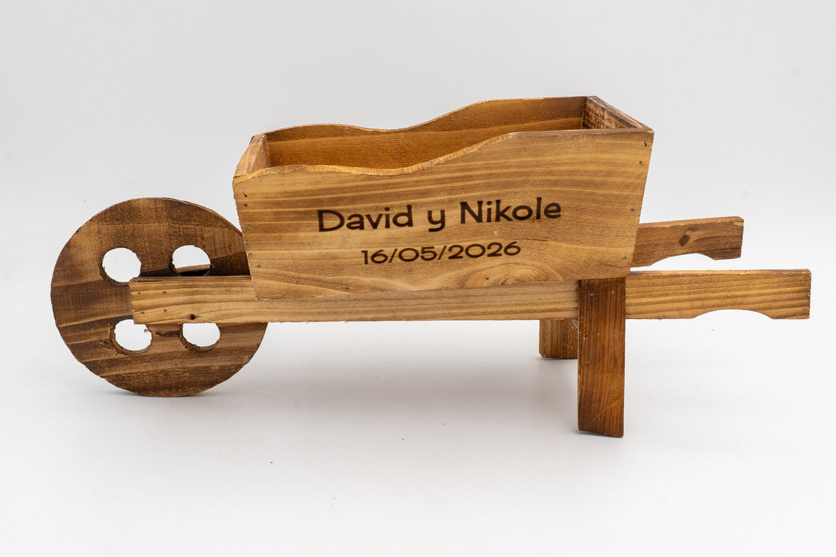 Carriola decorativa in legno