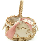 Cesto 15x15x9 con 1 manico e nappine bianche