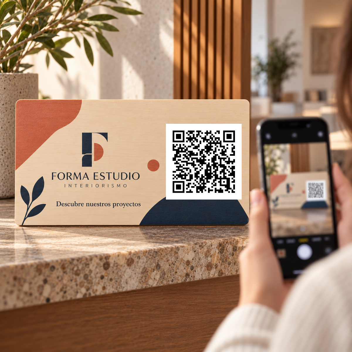 Simulazione di Targa aziendale personalizzata con QR · esempio d’uso