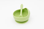 Ciotola verde in silicone con ventosa e cucchiaio coordinato