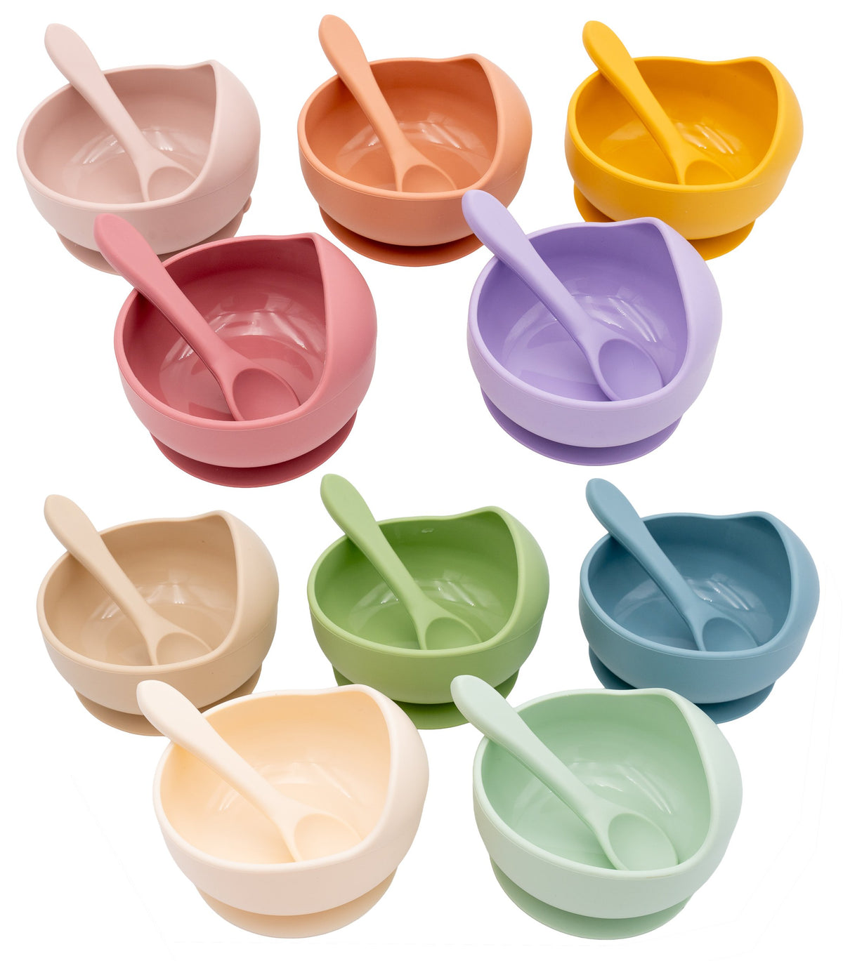 Ciotole in silicone con cucchiaio in vari colori