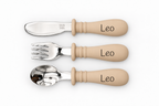 Cubiertos infantiles personalizados · Beige · nombre Leo