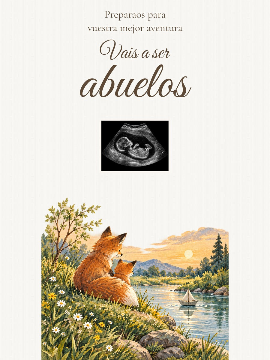Vista previa simulada: Aventura en Lienzo, 18 × 24 cm, con ecografía sintética ilustrativa.