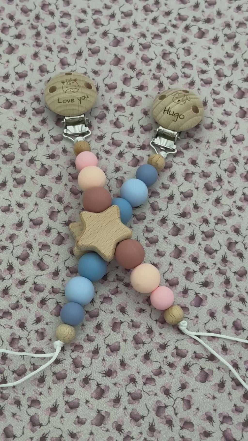 Portaciuccio Personalizzato con Nome in Legno e Silicone