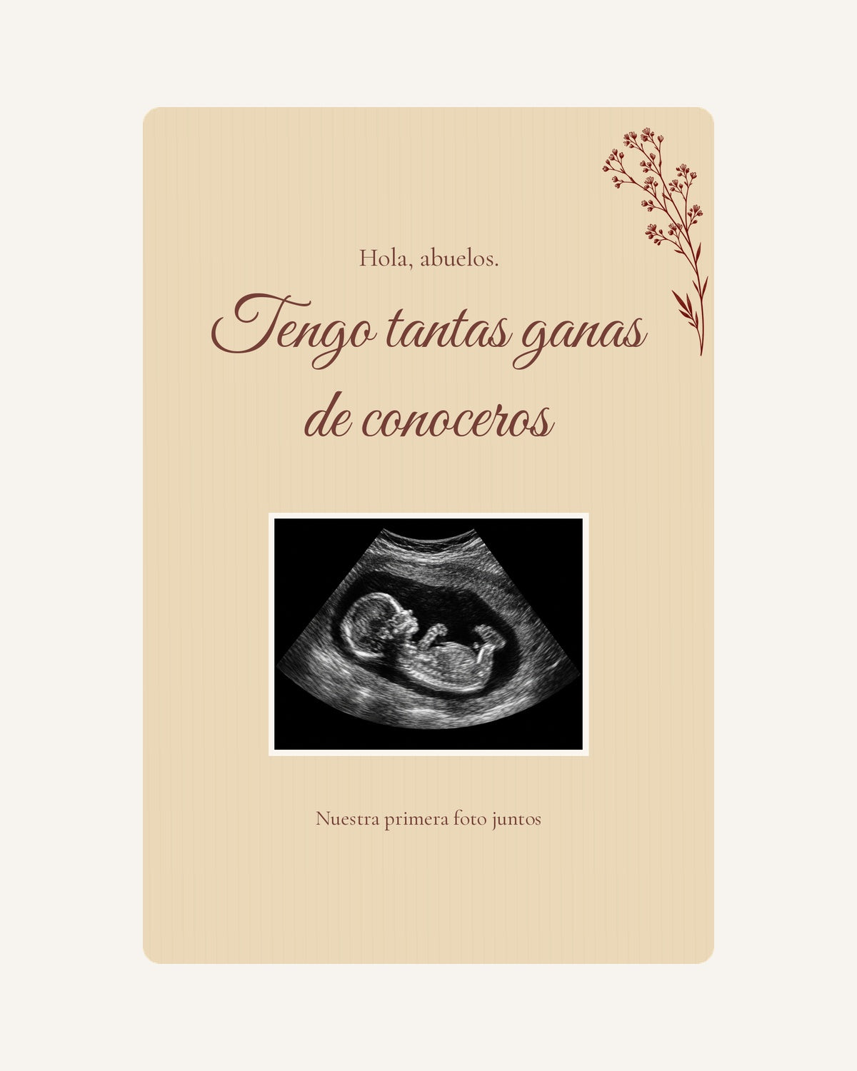 Anteprima della targa in legno Prima foto per annunciare la gravidanza ai nonni, con ecografia illustrativa.