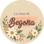 Esempio di targa a forma di cerchio: davanti con il nome Begoña.