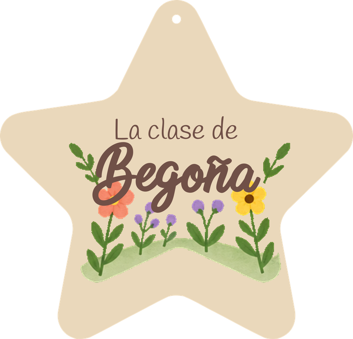 Esempio di targa a forma di stella: davanti con il nome Begoña.