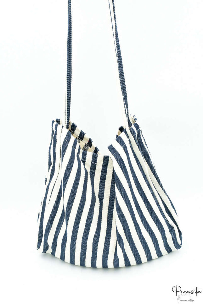 Tote Bag Personalizado con Parche de Cuero PU Azul marino