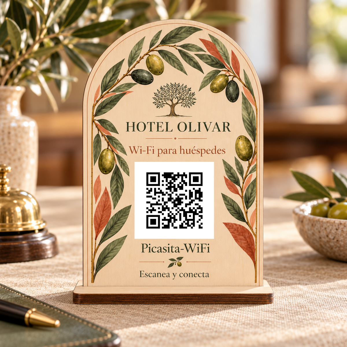 Simulazione di Cartello botanico con QR Wi-Fi · vista di dettaglio